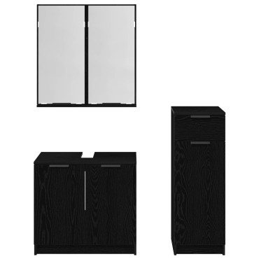 vidaXL Σετ Επίπλων Μπάνιου 3 τεμ. Μαύρη Οξυά 64,5x33,5x59cm