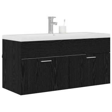 vidaXL Ντουλάπι Μπάνιου Μαύρη Οξυά 100x38,5x46cm