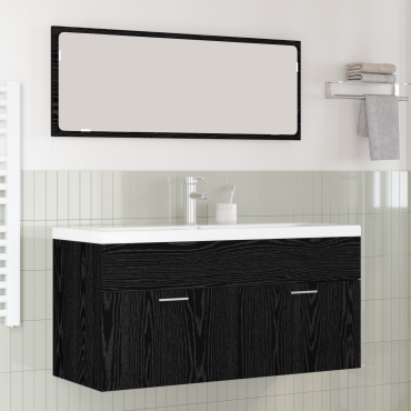 vidaXL Ντουλάπι Μπάνιου Μαύρη Οξυά 100x38,5x46cm