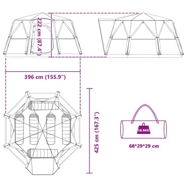 vidaXL Καμπίνα Τέντα 6-Ατόμων 6 ατόμων Πράσινο