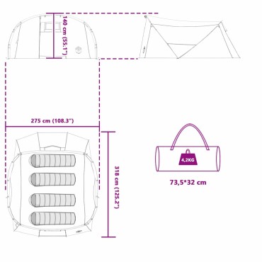 vidaXL Σκηνή Σήματος 4 Ατόμων 4 ατόμων Γκρι και Πορτοκαλί