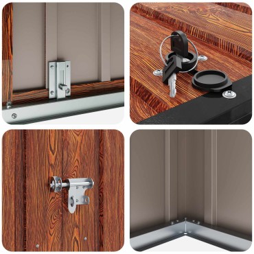 vidaXL Κουτί αποθήκευσης κήπου Καφέ 214 x 82 x 132 εκ Ατσάλι