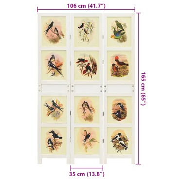 vidaXL Ρομδιβίδερ Πάνελ Λευκό 106x165cm MDF