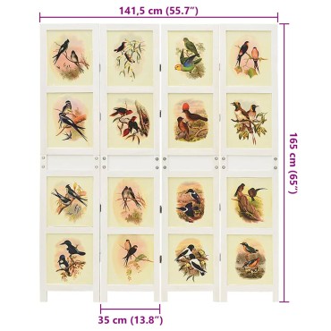 vidaXL Ρομδιβίδερ Πάνελ Λευκό 141,5x165cm MDF