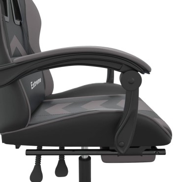 vidaXL Καρέκλα Gaming Μασάζ Υποπόδιο Μαύρο/Γκρι από Συνθετικό Δέρμα 57,5x59,5x(121-131)cm 1 τεμ.