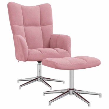 vidaXL Πολυθρόνα Relax Ροζ Βελούδινη με Σκαμπό 62x68x98cm 1 τεμ.