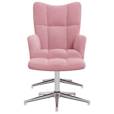 vidaXL Πολυθρόνα Relax Ροζ Βελούδινη με Σκαμπό 62x68x98cm 1 τεμ.