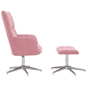 vidaXL Πολυθρόνα Relax Ροζ Βελούδινη με Σκαμπό 62x68x98cm 1 τεμ.