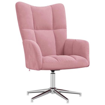 vidaXL Πολυθρόνα Relax Ροζ Βελούδινη με Σκαμπό 62x68x98cm 1 τεμ.