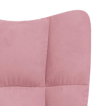vidaXL Πολυθρόνα Relax Ροζ Βελούδινη με Σκαμπό 62x68x98cm 1 τεμ.