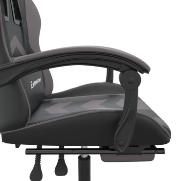 vidaXL Καρέκλα Gaming Περιστρ. Υποπόδιο Μαύρο&Γκρι Συνθετικό Δέρμα 57,5x59,5x(121-131)cm 1 τεμ.