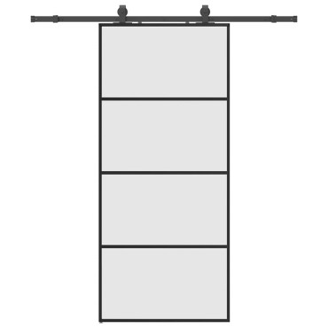 vidaXL Συρόμενη Πόρτα με Μηχανισμό Μαύρο 90x205 εκ. Γυαλί ESG