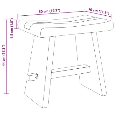 vidaXL Καθιστικό ντους Φυσικό 50x30x44cm Στερεό ξύλο σουάρ