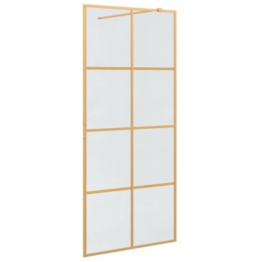 vidaXL Τοίχος Ντους Walk-in Χρυσό 90 x 195 cm σκληρυμένο γυαλί
