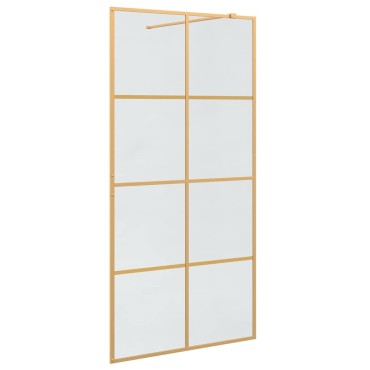 vidaXL Τοίχος Ντους Walk-in Χρυσό 100 x 195 cm σκληρυμένο γυαλί