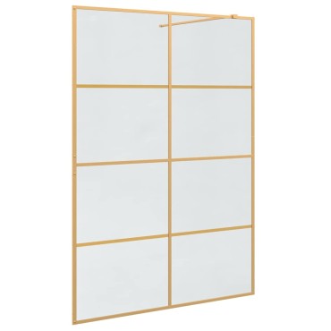 vidaXL Τοίχος Ντους Walk-in Χρυσό 140 x 195 cm σκληρυμένο γυαλί
