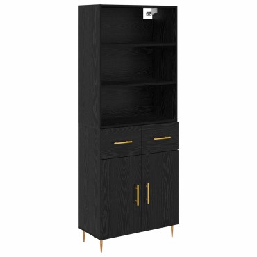 vidaXL Highboard Μαύρη Οξυά 69,5x34x180cm Επεξεργασμένο Ξύλο 1 τεμ.