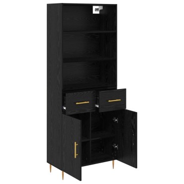 vidaXL Highboard Μαύρη Οξυά 69,5x34x180cm Επεξεργασμένο Ξύλο 1 τεμ.