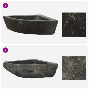 vidaXL Λεκάνη Γκρι (38-45) x (38-45) x 12 εκ. Πέτρα Ποταμού