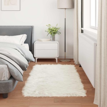 vidaXL Χαλί από τεχνητό πρόβειο δέρμα TAFALLA Λευκό 60x110cm