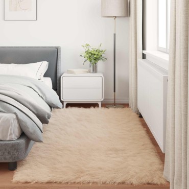 vidaXL Χαλί από τεχνητό πρόβειο δέρμα TAFALLA Μπεζ 80x200cm