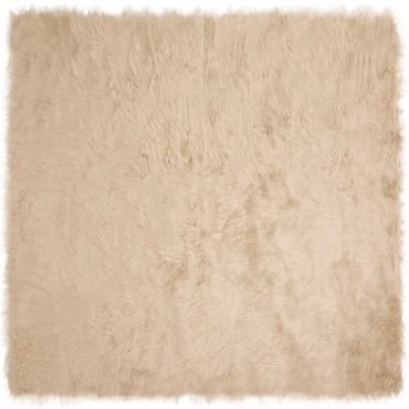 vidaXL Χαλί από τεχνητό πρόβειο δέρμα TAFALLA Μπεζ 120x120cm