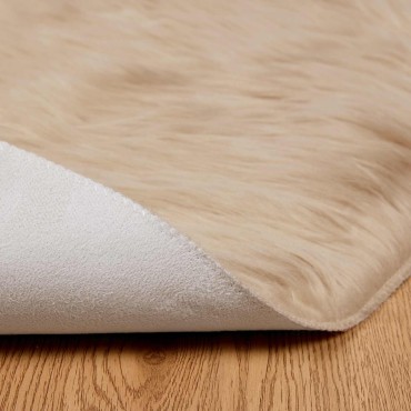 vidaXL Χαλί από τεχνητό πρόβειο δέρμα TAFALLA Μπεζ 160x160cm
