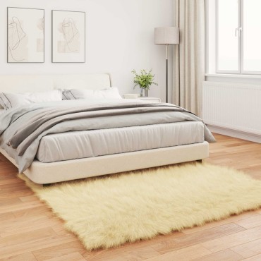 vidaXL Χαλί από τεχνητό πρόβειο δέρμα TAFALLA Κρεμ 120x120cm