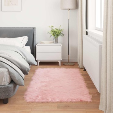 vidaXL Χαλί από τεχνητό πρόβειο δέρμα TAFALLA Ροζ 80x150cm