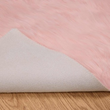 vidaXL Χαλί από τεχνητό πρόβειο δέρμα TAFALLA Ροζ 80x150cm