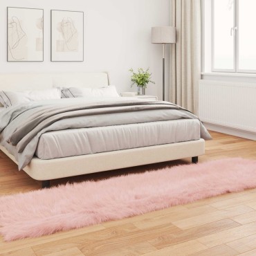 vidaXL Χαλί από τεχνητό πρόβειο δέρμα TAFALLA Ροζ 80x250cm