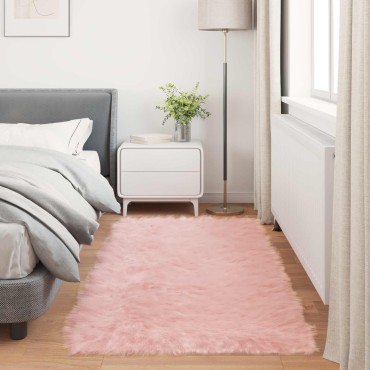 vidaXL Χαλί από τεχνητό πρόβειο δέρμα TAFALLA Ροζ 100x200cm