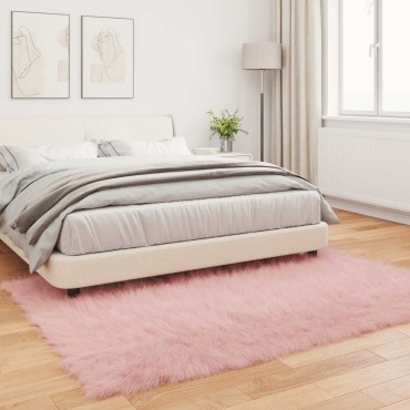 vidaXL Χαλί από τεχνητό πρόβειο δέρμα TAFALLA Ροζ 140x200cm