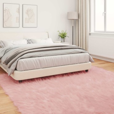 vidaXL Χαλί από τεχνητό πρόβειο δέρμα TAFALLA Ροζ 240x240cm