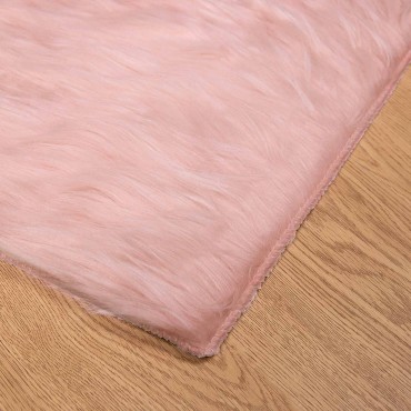vidaXL Χαλί από τεχνητό πρόβειο δέρμα TAFALLA Ροζ 240x240cm