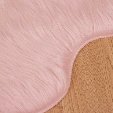 vidaXL Χαλί από τεχνητό πρόβειο δέρμα TAFALLA Ροζ 80x120cm