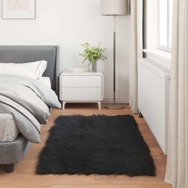 vidaXL Χαλί από τεχνητό πρόβειο δέρμα TAFALLA Μαύρο 60x110cm