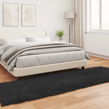 vidaXL Χαλί από τεχνητό πρόβειο δέρμα TAFALLA Μαύρο 80x250cm