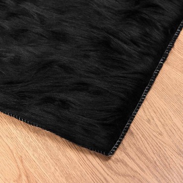 vidaXL Χαλί από τεχνητό πρόβειο δέρμα TAFALLA Μαύρο 80x250cm