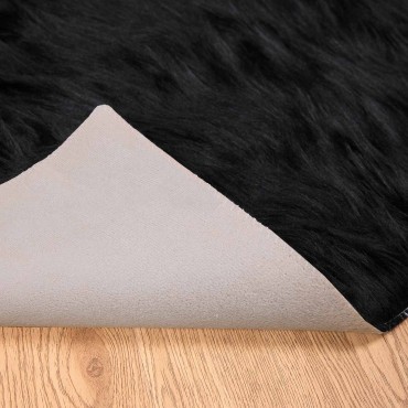 vidaXL Χαλί από τεχνητό πρόβειο δέρμα TAFALLA Μαύρο 240x340cm
