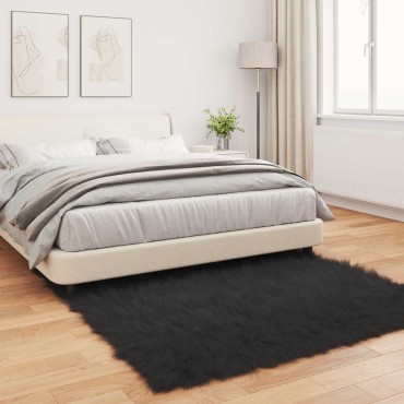 vidaXL Χαλί από τεχνητό πρόβειο δέρμα TAFALLA Μαύρο 160x160cm