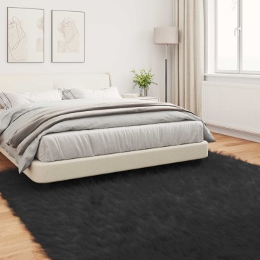 vidaXL Χαλί από τεχνητό πρόβειο δέρμα TAFALLA Μαύρο 240x240cm