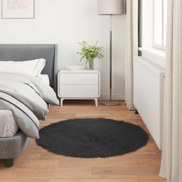 vidaXL Χαλί από τεχνητό πρόβειο δέρμα TAFALLA Μαύρο 80x80cm