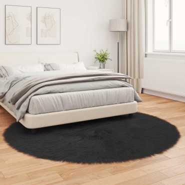 vidaXL Χαλί από τεχνητό πρόβειο δέρμα TAFALLA Μαύρο 160x160cm