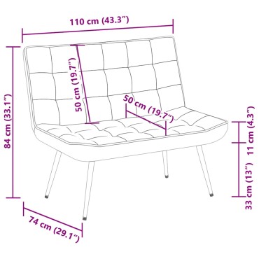 vidaXL Πάγκος Μαύρο 110x74x84cm Βελούδινος 1 τεμ.