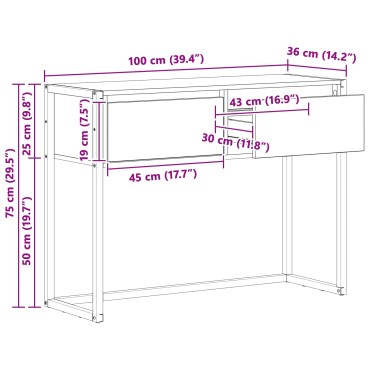 vidaXL End Table Μαύρη Οξυά 100x36x75cm Επεξεργασμένο Ξύλο