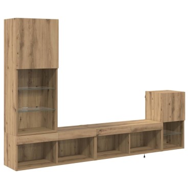 vidaXL Μονάδες Τοίχου Τηλεόρασης 4 τμχ. Artisan Oak Επεξεργασμένο Ξύλο