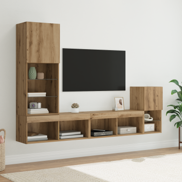 vidaXL Μονάδες Τοίχου Τηλεόρασης 4 τμχ. Artisan Oak Επεξεργασμένο Ξύλο