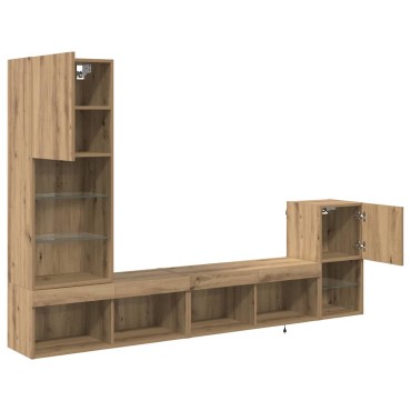 vidaXL Μονάδες Τοίχου Τηλεόρασης 4 τμχ. Artisan Oak Επεξεργασμένο Ξύλο