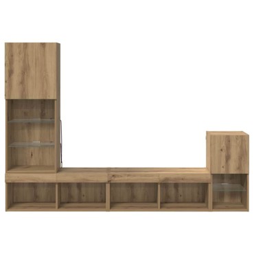vidaXL Μονάδες Τοίχου Τηλεόρασης 4 τμχ. Artisan Oak Επεξεργασμένο Ξύλο